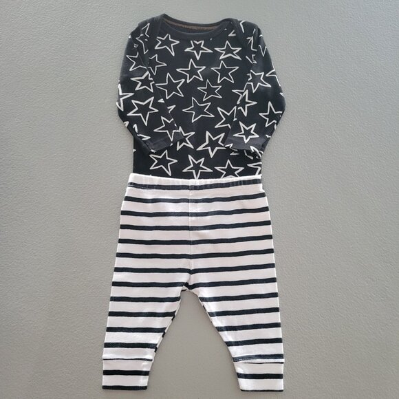 Cloud Island Black and White Outfit 0-3 Months - Picture 1 of 7